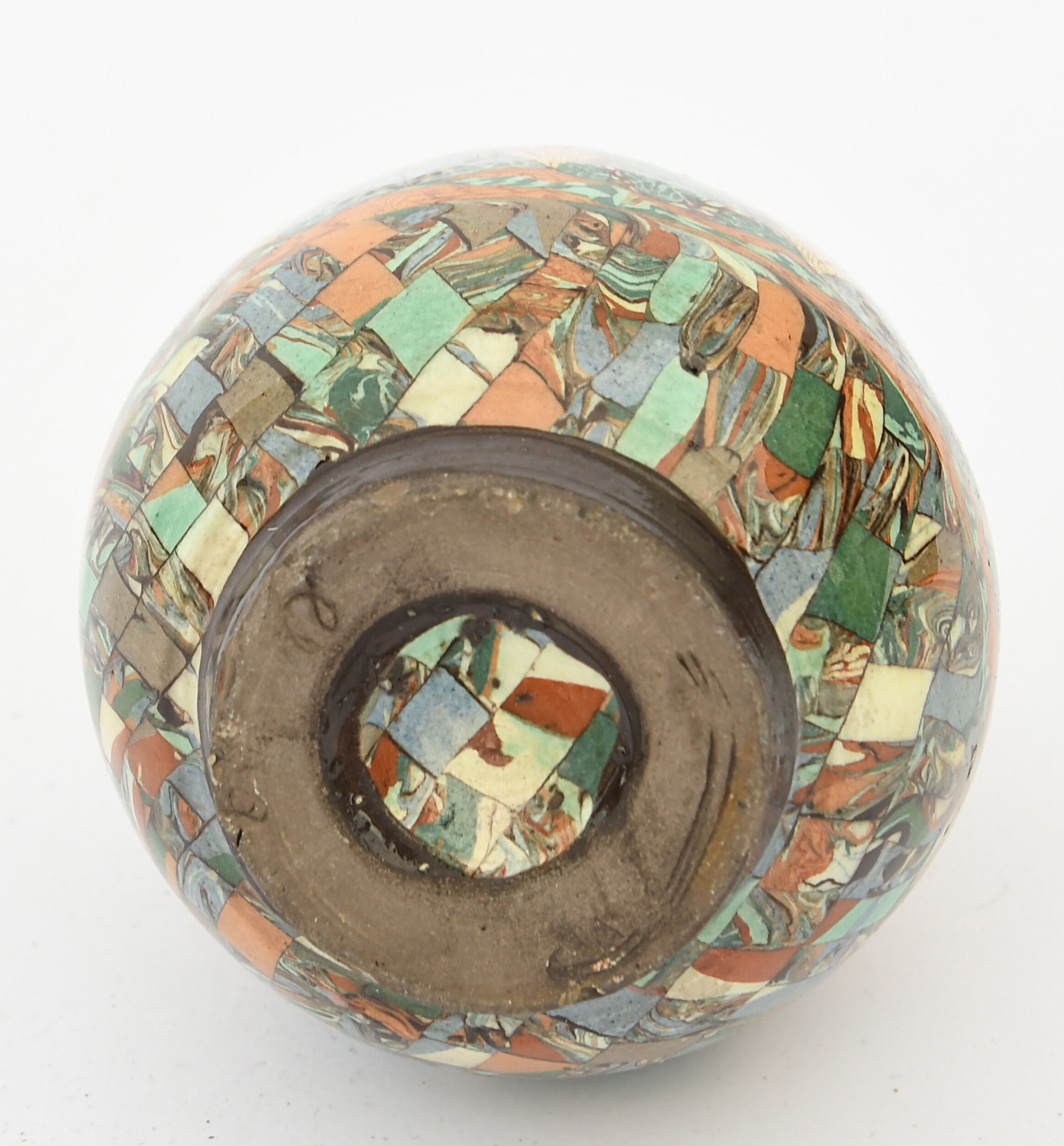 Earthenware vase mosaic by jean gerbino for vallauris