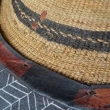 Berber hat ethnic art basketry and leather