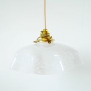 Clichy glass scalloped pendant, White, 1930