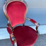 Red velvet voltaire armchair