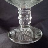 Candy box on foot in cut crystal with Art Deco geometric patterns