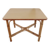 Table d'appoint vintage en rotin et bambou