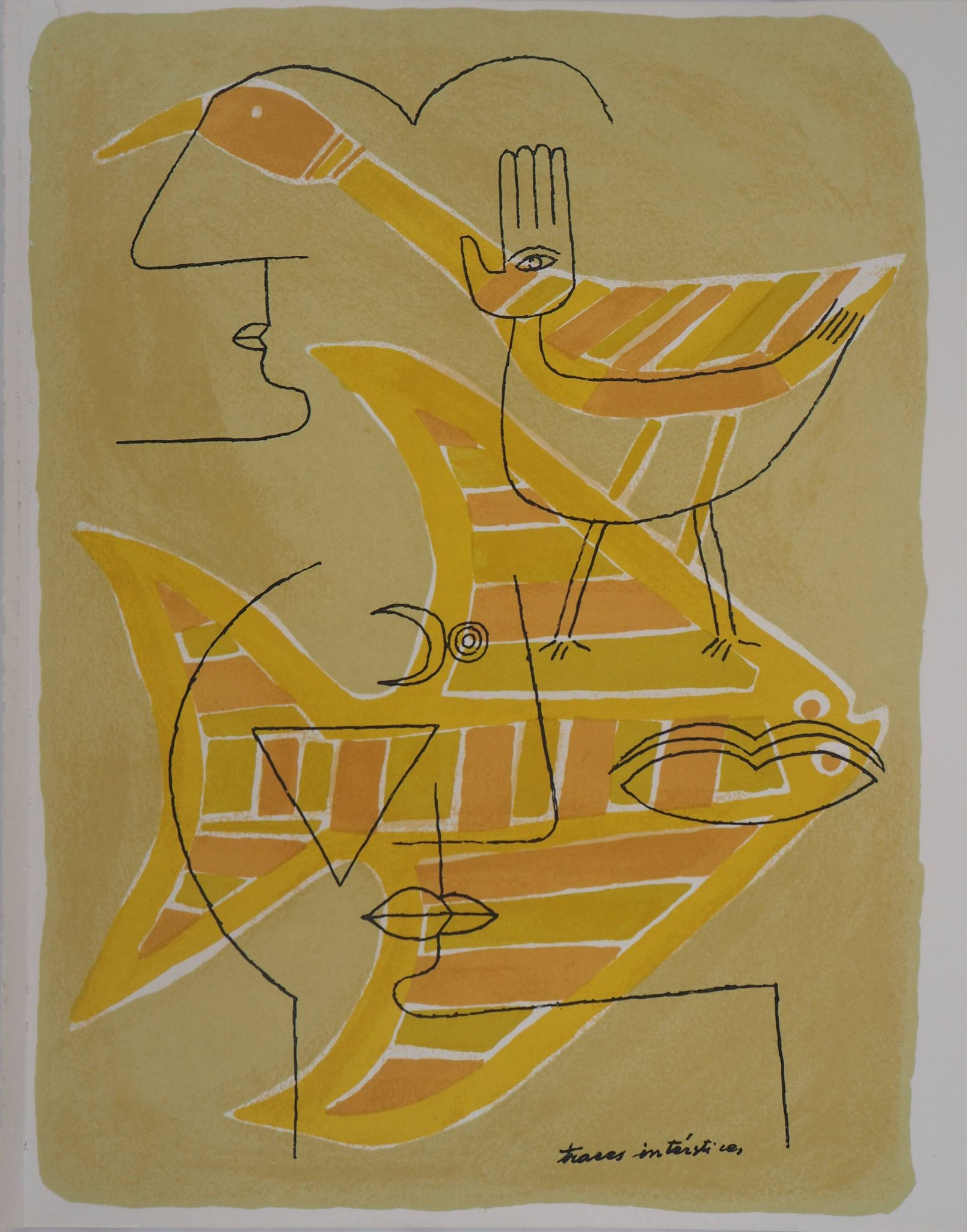 Victor brauner : portrait surréaliste (traces interstices) - lithographie o