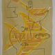 Victor brauner: surrealist portrait (interstice traces) - lithograph o