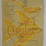 Victor brauner : portrait surréaliste (traces interstices) - lithographie o