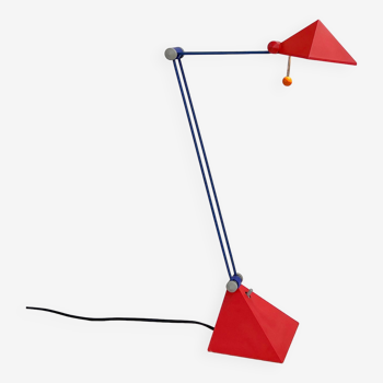 Lampe de bureau rouge par lungean & pellmann pour brilliant leuchten germany, 1980