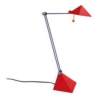 Lampe de bureau rouge par lungean & pellmann pour brilliant leuchten germany, 1980