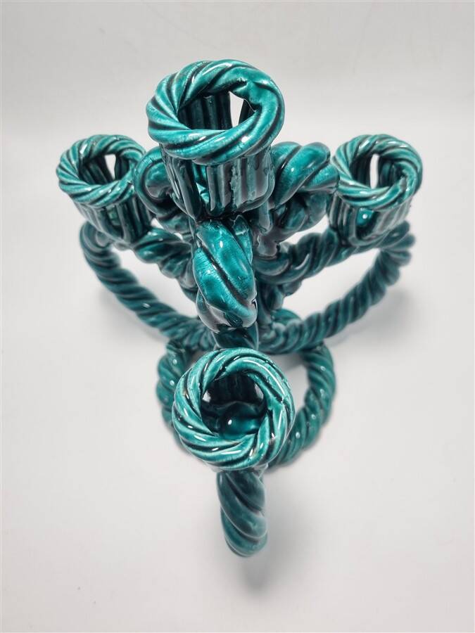 Wicker ceramic candle holder