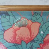 Folding tray parrots and flowers fiber and rattan