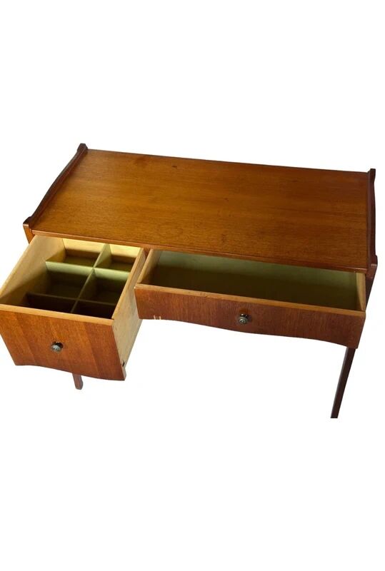 Bureau vintage 1960s avec 2 tiroirs – design ondulé élégant