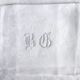 Monogrammed damask accent tablecloth "bg" 87 x 74 cm