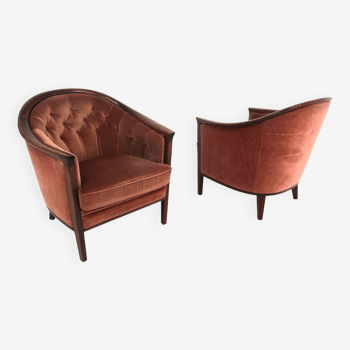 Set de 2 fauteuils "Fabiola" en velours, Bröderna Andersson, Suède, 1960