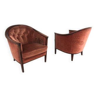 Set de 2 fauteuils "Fabiola" en velours, Bröderna Andersson, Suède, 1960