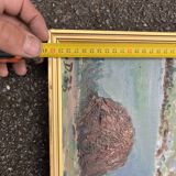 Painting Animated landscape at the lake – Signed oil