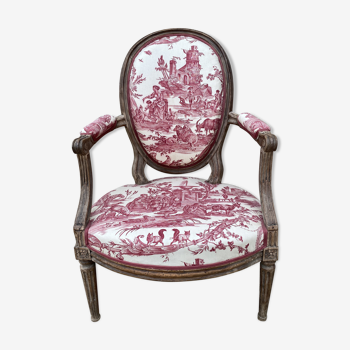 Louis XVI jouy canvas medallion chair