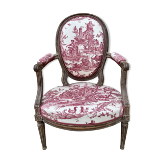Louis XVI jouy canvas medallion chair