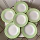 Lot de 6 assiettes creuses vert pastel nid d'abeille Moulin des Loups / L'Amandinoise années 50