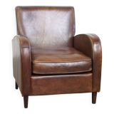 A stately, well-preserved, and comfortable sheepskin armchair