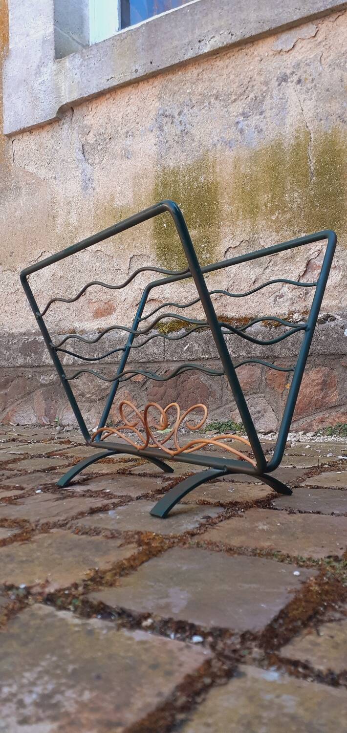 Wrought iron magazine rack from the 1950s