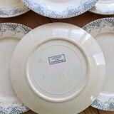 6 flat plates made of ironstone Sarreguemines U&C model Luchon
