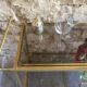 Desserte bar vintage two brass trays