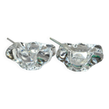 Pair of crystal salt shakers and glass spoons signed Daum Cristal