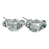 Paire de salières en cristal et cuillère en verre signées Daum Cristal