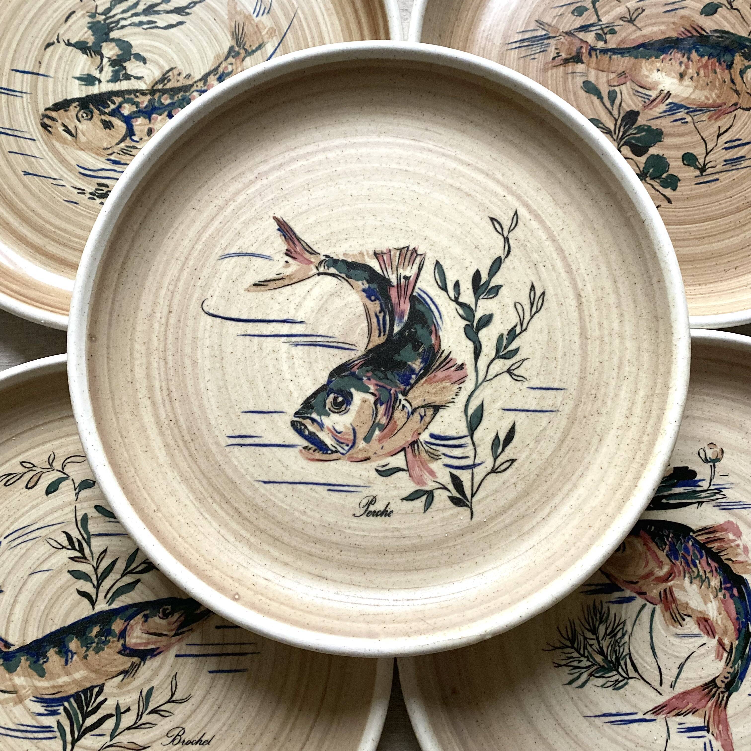 Flat plates Sarreguemines Fish Granville