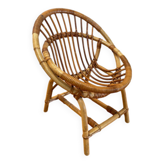 Fauteuil pour enfant en rotin 1970