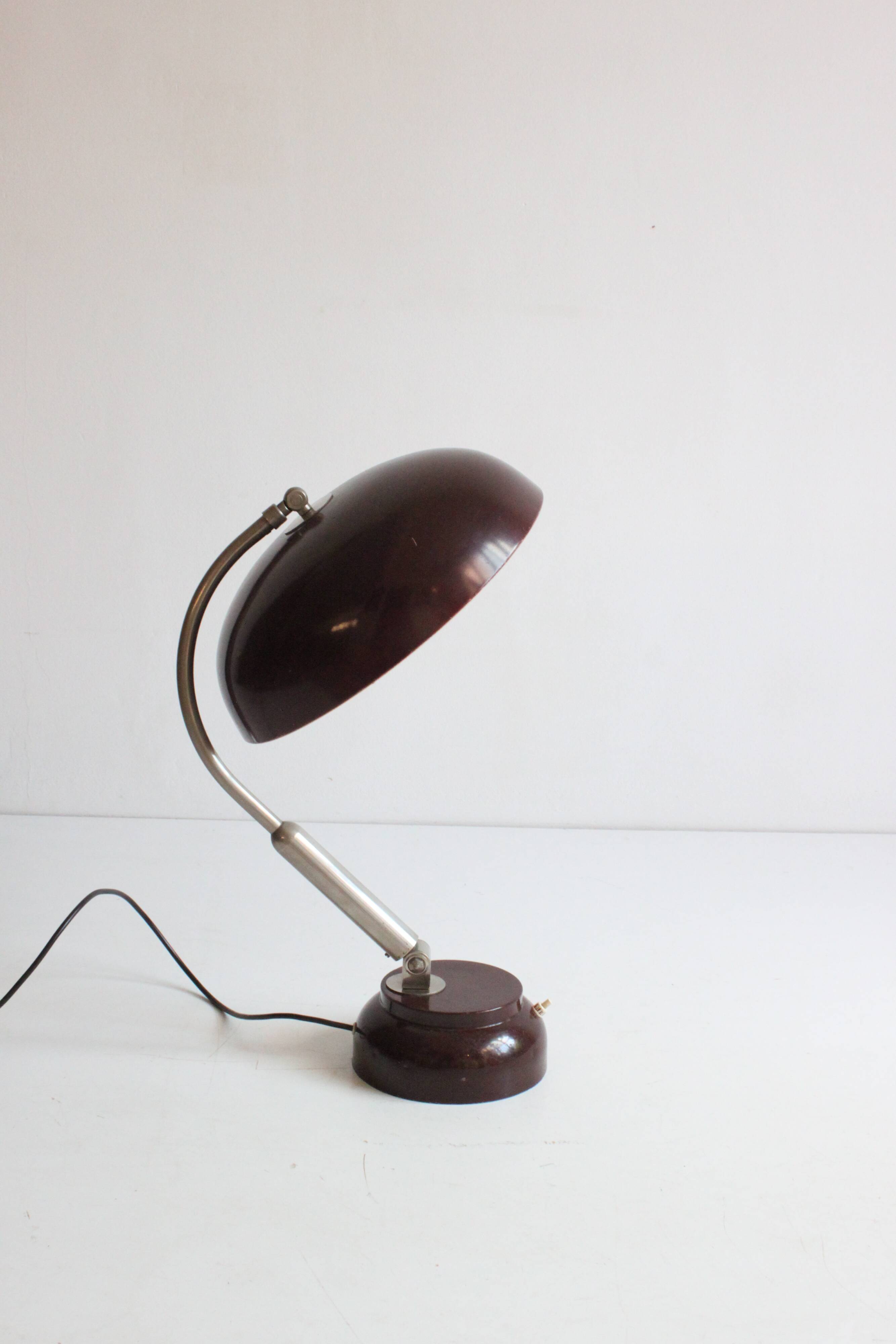 Lampe de bureau en métal avec anneau lumineux par Hala, Pays-Bas, années 1950