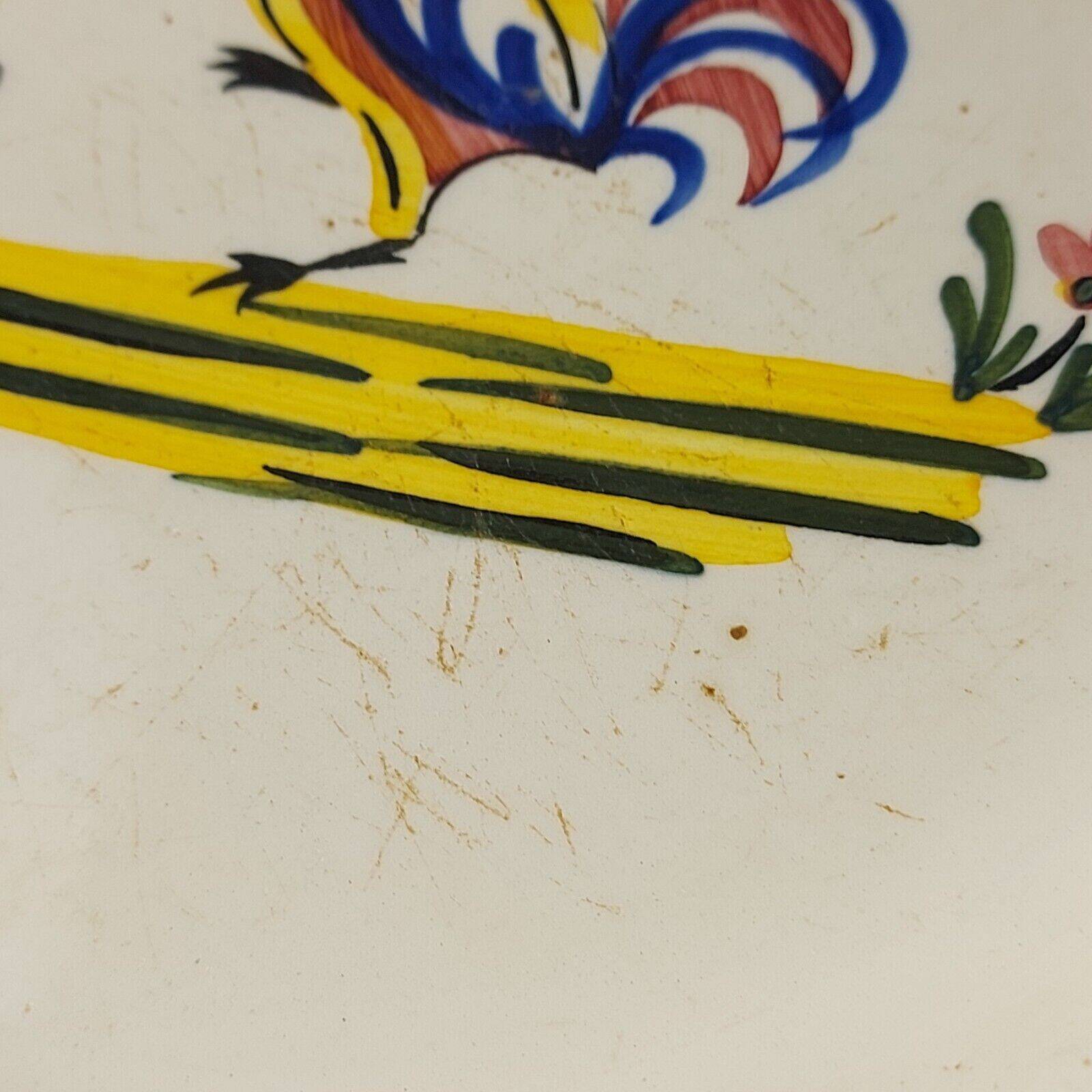 Pair of plates with rooster decor, Cocorico, in ceramic by Saint Clément