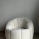 Large white circular armchair, white fabric upholstery
