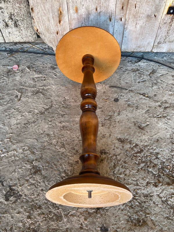 Sellette Guéridon Ancien Bois Tourné + Piétement Pierre Porte Pot Vint