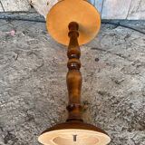 Antique Turned Wood Side Table + Stone Base Vintage Plant Stand