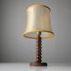 Charles Dudouyt oak table lamp with parchment shade, France, 1950s