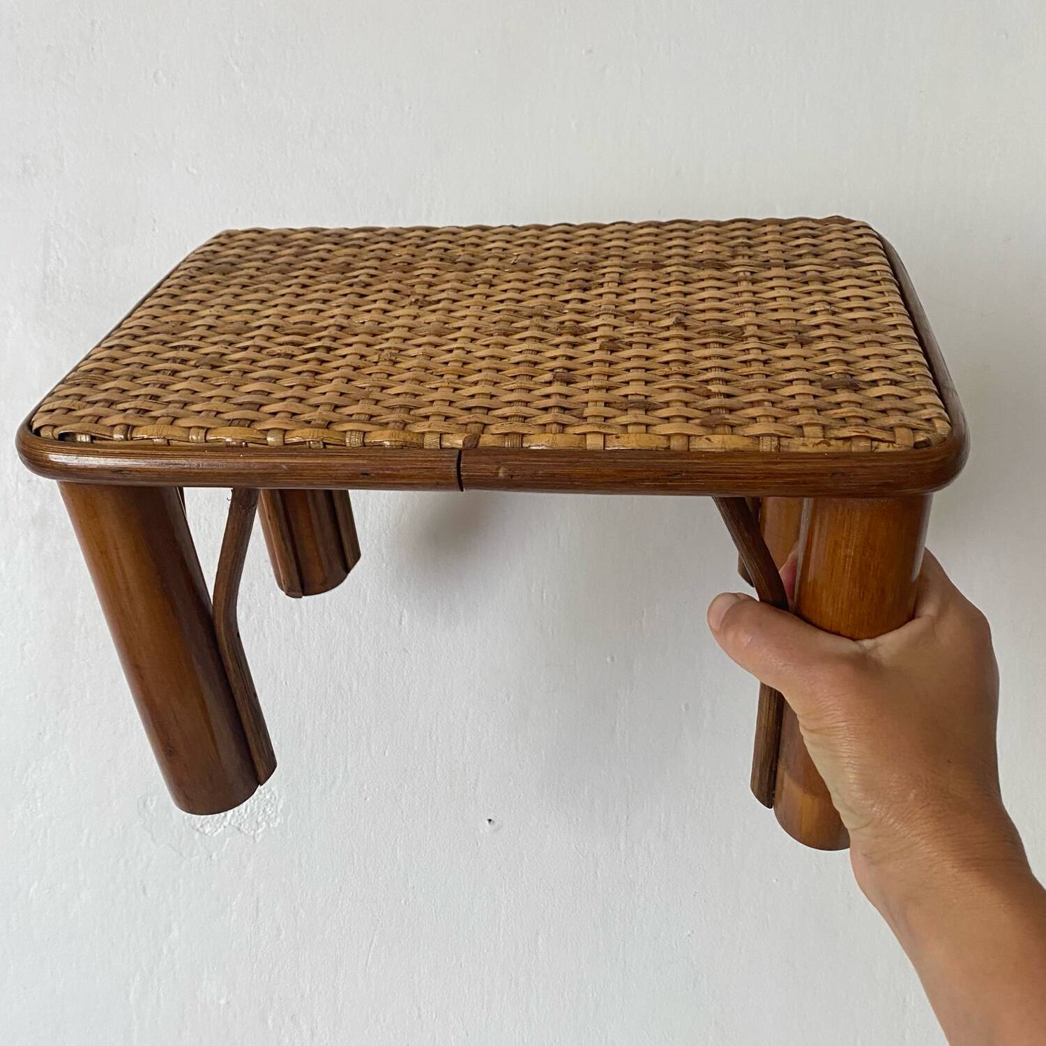 Vintage rattan low stools