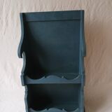 old blue wooden wall shelf