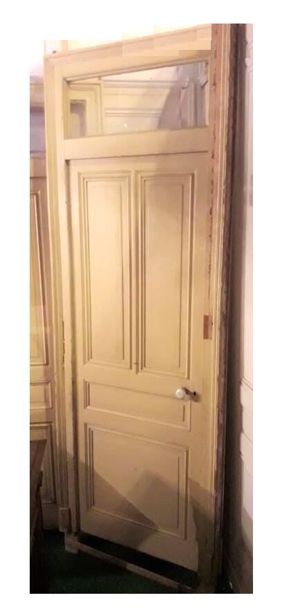 Haussmannian door 83x219 with old glazed transom frame 100x310 interior