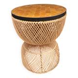 Table nomade en rotin plateau en zellige