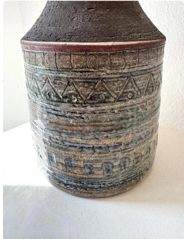 Sgrafitto table lamp by Jette Hellerøe, 1960s