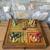 Play case, small horses, goose game, checkers game and chess