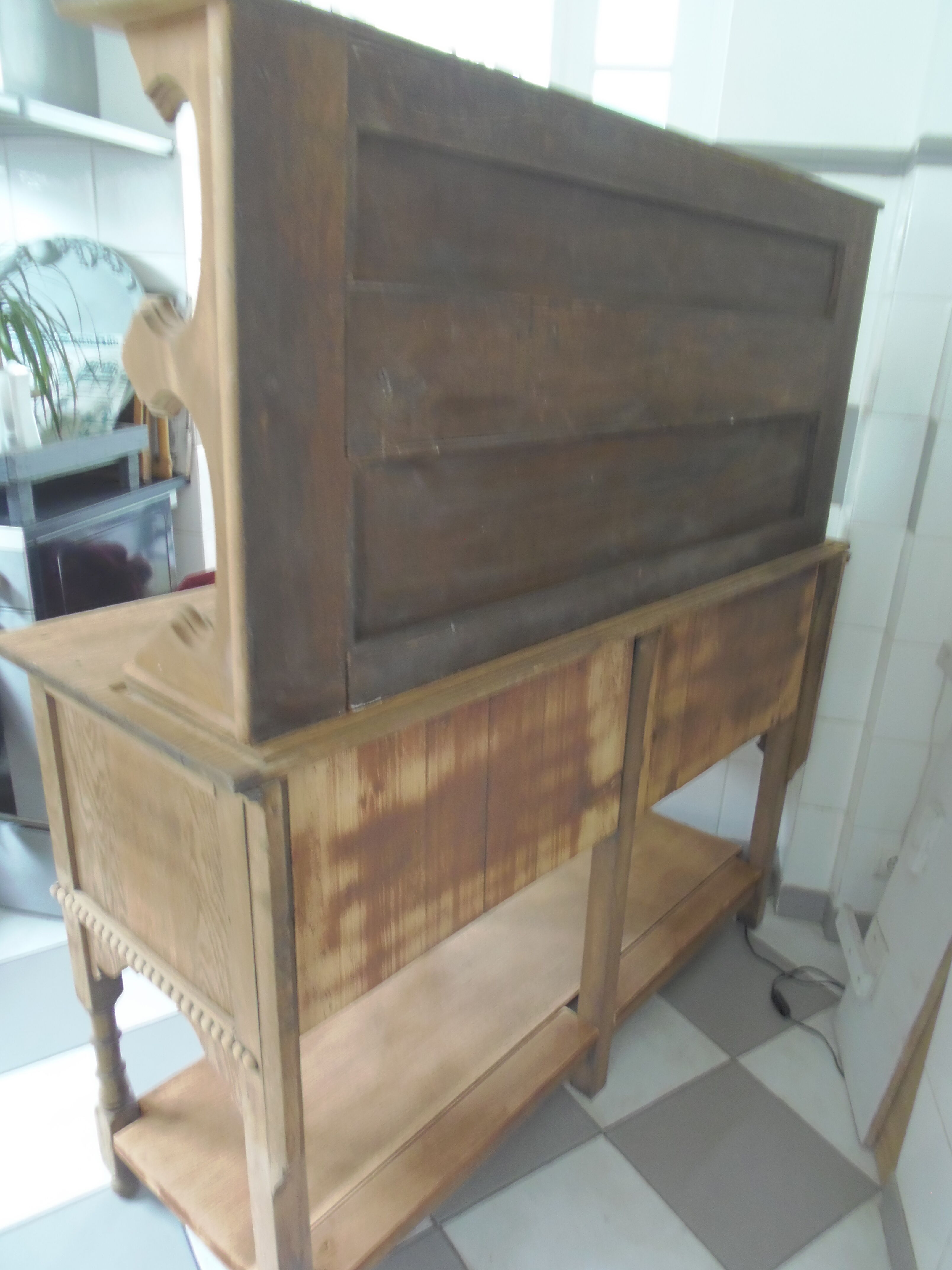 Furniture of trade, vintage service the bottom in oak the top in walnut.