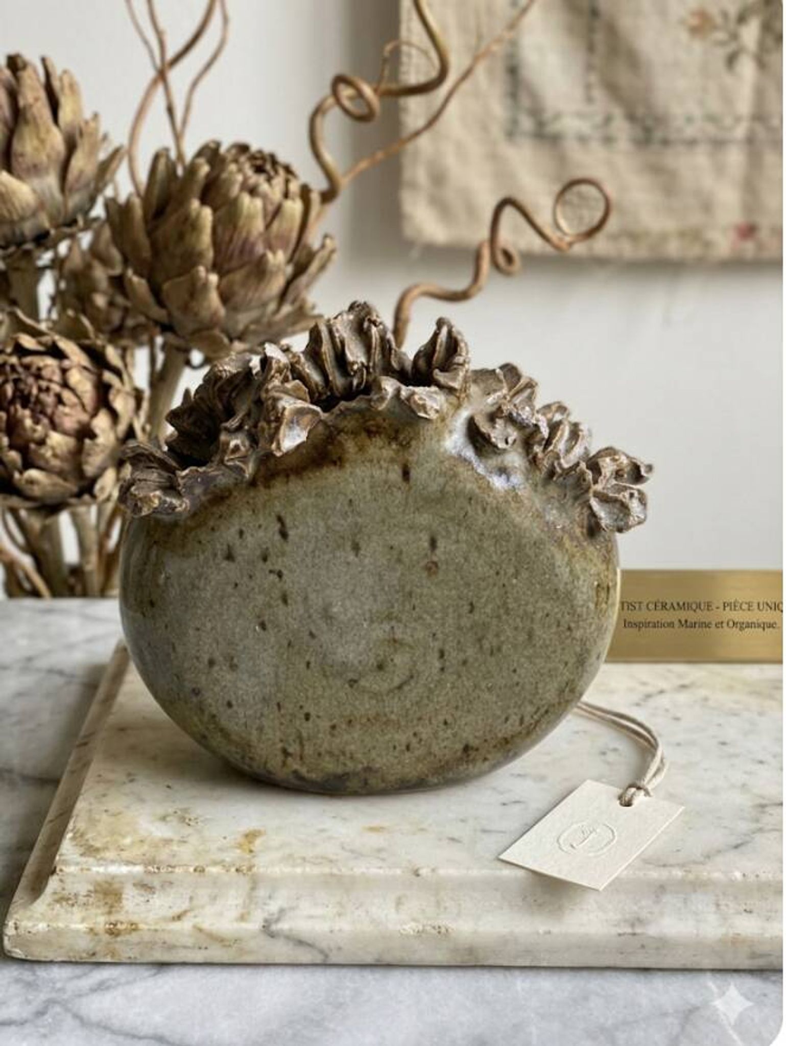 Vase Sculpture in Glazed Stoneware – Brutalist & Organic Design