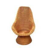 Vintage woven wicker armchair