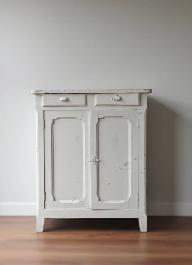 Vintage white patinated sideboard
