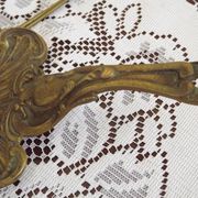 Pair Vintage French Bronze Candlestick Lamps Pleated Fabric Shades