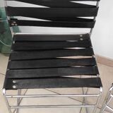2 chaises en métal chromé et tissu noir