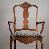 Classic Baroque style armchair in oak, made by a Danish cabinetmaker, 1930s.