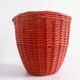 Bohemian Mid-Century Coral Red Wicker Basket, France, circa 1960s
