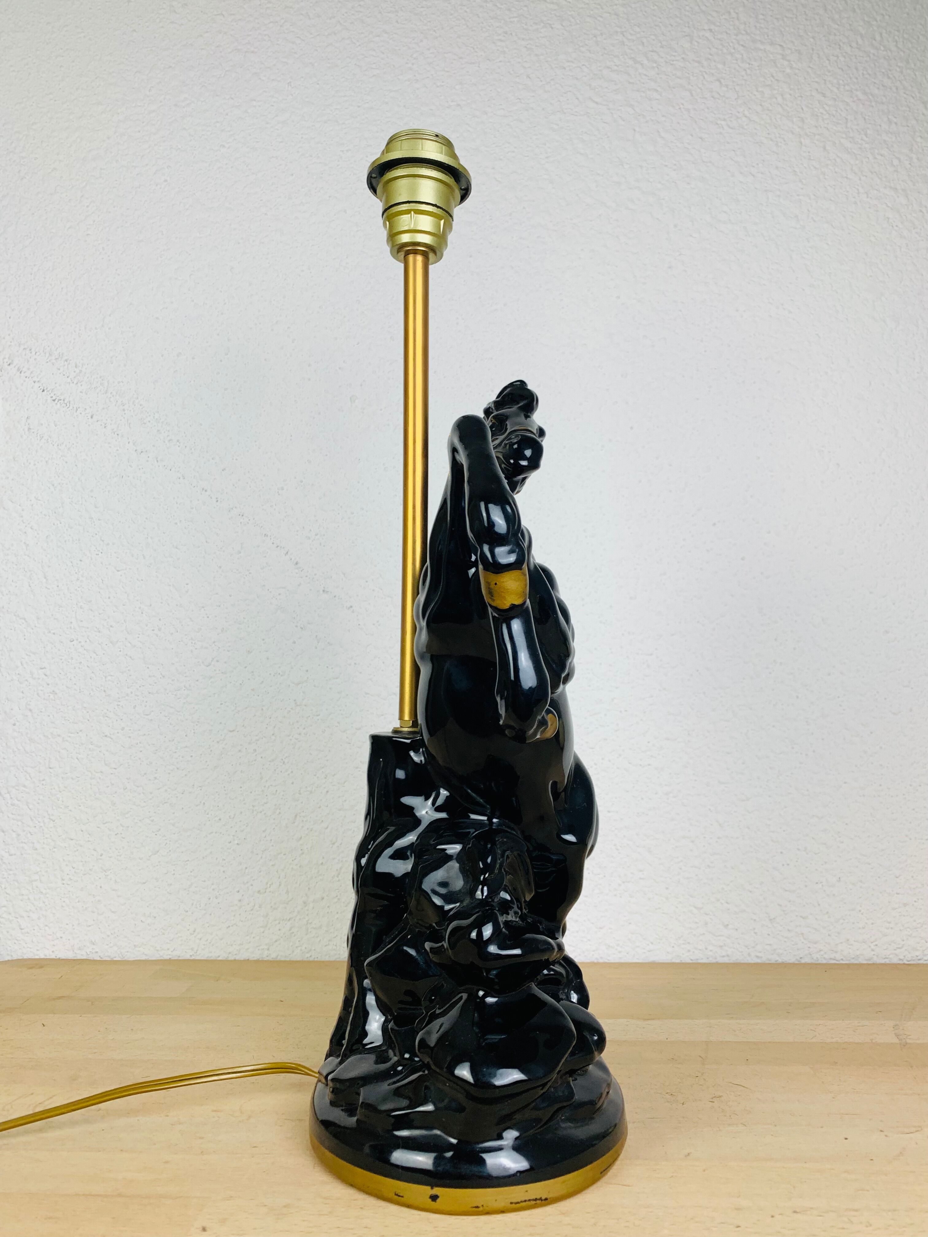 Black and gold ceramic horse lamp foot
